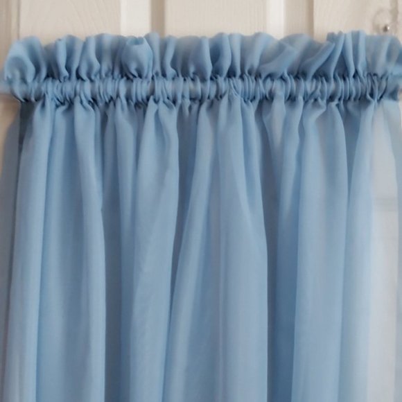 CURTAINS – ELEGANT ROD POCKET BLUE SHEERS -  85 x 60 - $30 - Picture 2 of 4